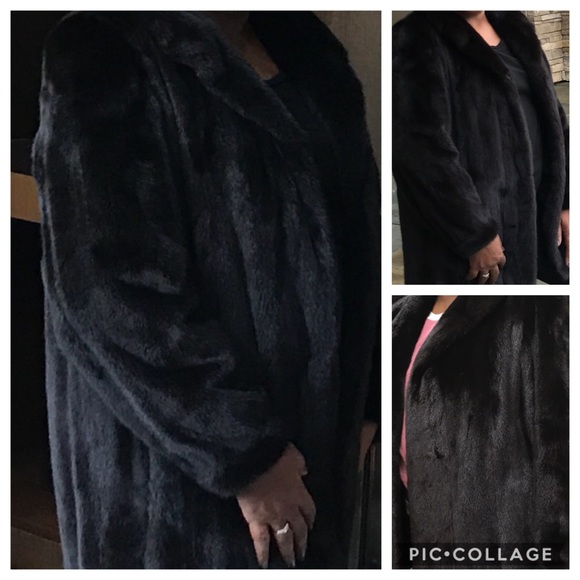 Used 3/4 Black Ranch Mink with New Matching Hat LG